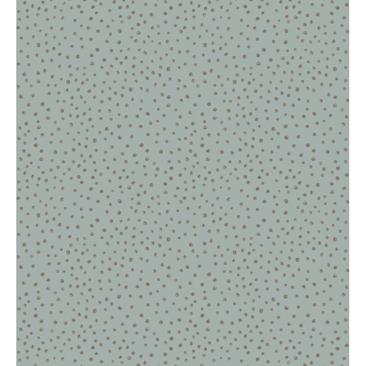 Papel pintado de motas de pintura cobriza fondo cian grisáceo - Pia Polka 684043