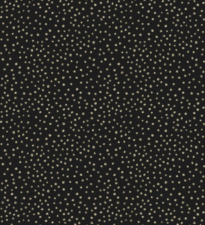 Papel pintado de motas de pintura oro fondo negro - Pia Polka 684044