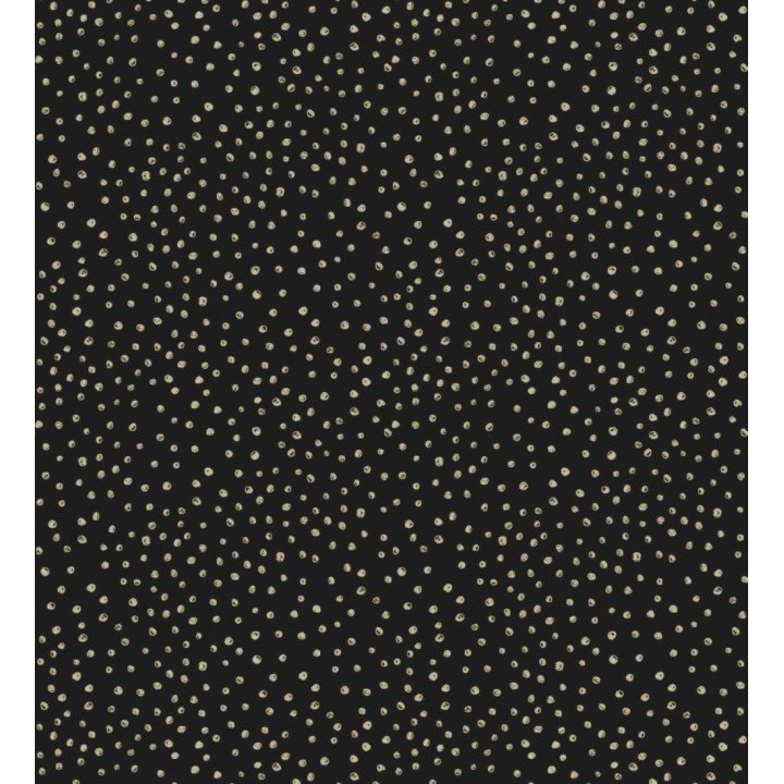 Papel pintado de motas de pintura oro fondo negro - Pia Polka 684044