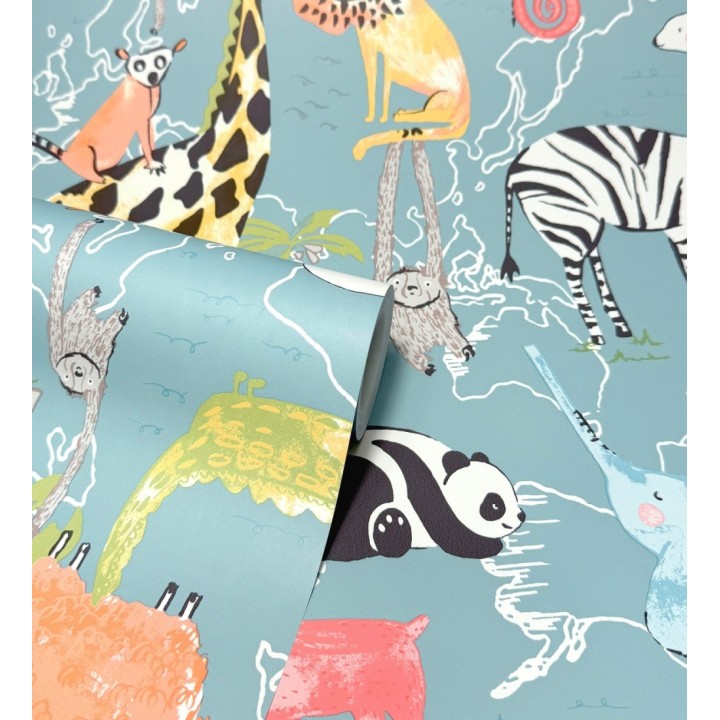 Papel pintado de cebras oso polar tortugas monos cabras lémures perezosos yak - Enzo Zoo 684047