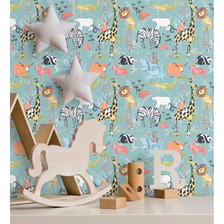 Papel pintado de cebras oso polar tortugas monos cabras lémures perezosos yak - Enzo Zoo 684047