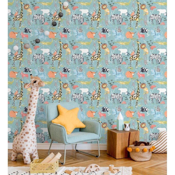 Papel pintado de cebras oso polar tortugas monos cabras lémures perezosos yak - Enzo Zoo 684047