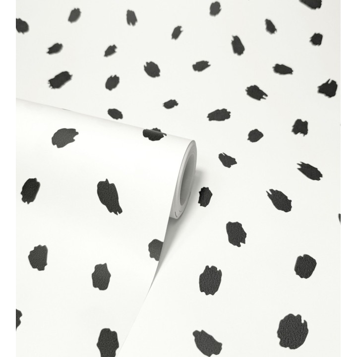 Papel pintado de puntos pintados a pincel color negro - Finn Blot 684048
