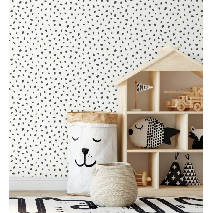 Papel pintado de puntos pintados a pincel color negro - Finn Blot 684048