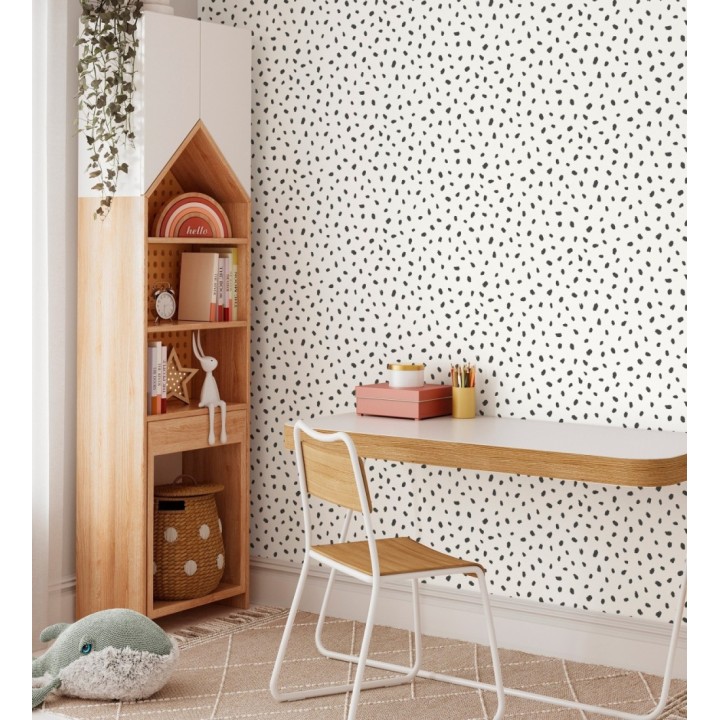 Papel pintado de puntos pintados a pincel color negro - Finn Blot 684048