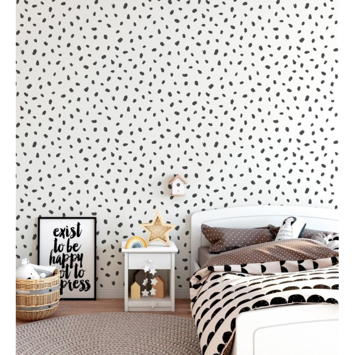 Papel pintado de puntos pintados a pincel color negro - Finn Blot 684048