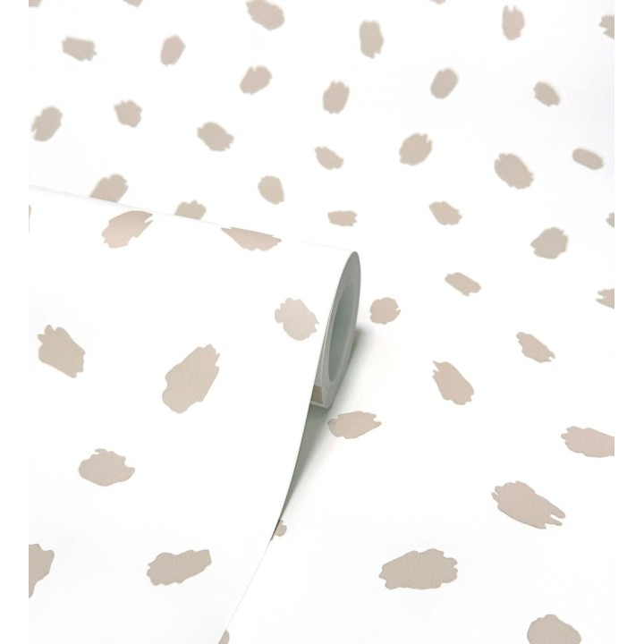 Papel pintado de puntos pintados a pincel color beige - Finn Blot 684049