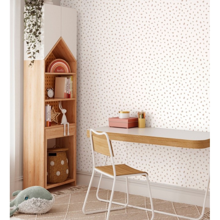 Papel pintado de puntos pintados a pincel color beige - Finn Blot 684049