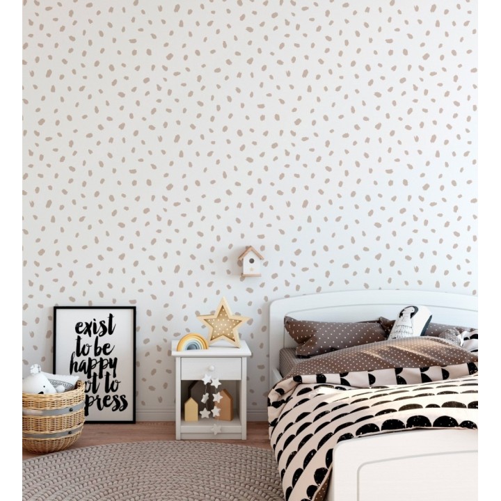 Papel pintado de puntos pintados a pincel color beige - Finn Blot 684049