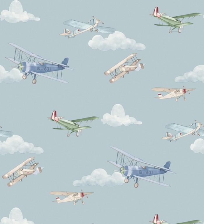 Papel pintado de aviones y nubes artísticas fondo azul - Bastian Aviator 684054