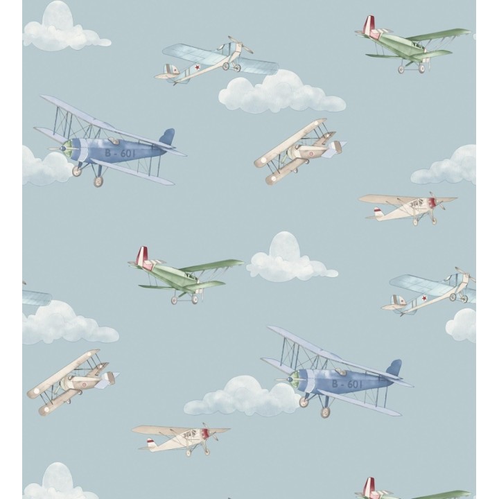 Papel pintado de aviones y nubes artísticas fondo azul - Bastian Aviator 684054