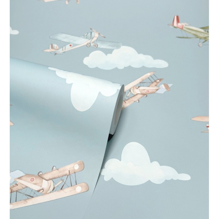 Papel pintado de aviones y nubes artísticas fondo azul - Bastian Aviator 684054