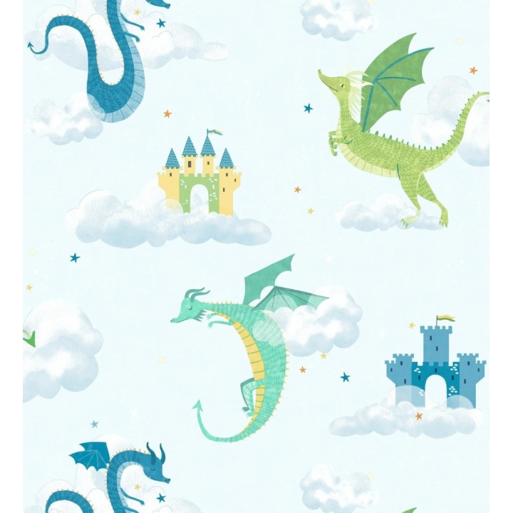 Papel pintado dragones y castillos mágicos en cielo de ensueño - Noah Dragon 684056