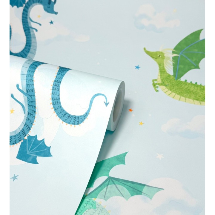 Papel pintado dragones y castillos mágicos en cielo de ensueño - Noah Dragon 684056