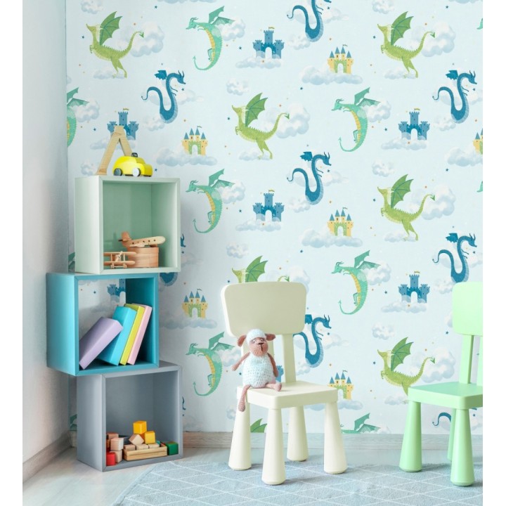 Papel pintado dragones y castillos mágicos en cielo de ensueño - Noah Dragon 684056