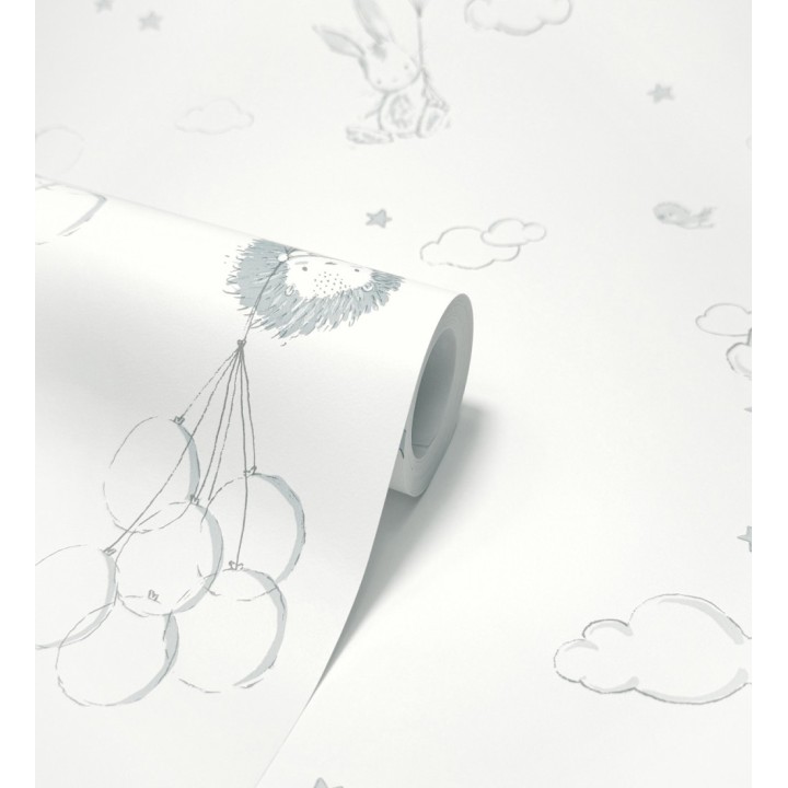 Papel pintado infantil globos ositos nubes azul y blanco - Milo Starry 684060