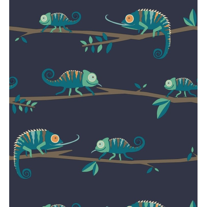 Papel pintado de camaleones en ramas de selva infantil colorido - Izan Tropic 684066