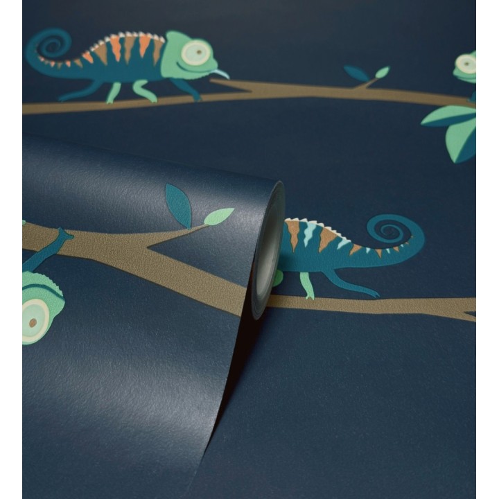 Papel pintado de camaleones en ramas de selva infantil colorido - Izan Tropic 684066