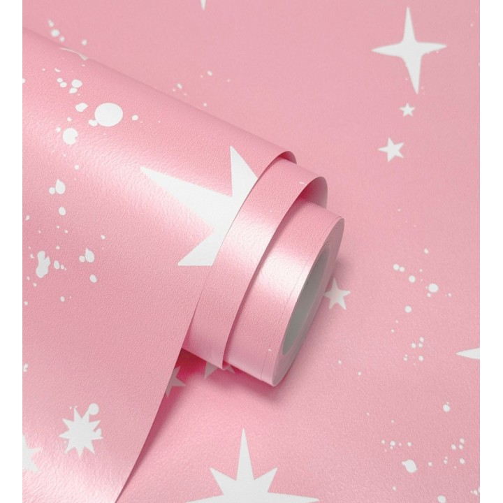 Papel pintado estrellas y polvo estelar rosa infantil - Stella Magic 684072
