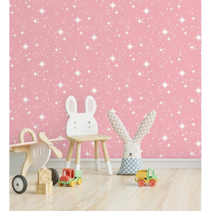 Papel pintado estrellas y polvo estelar rosa infantil - Stella Magic 684072