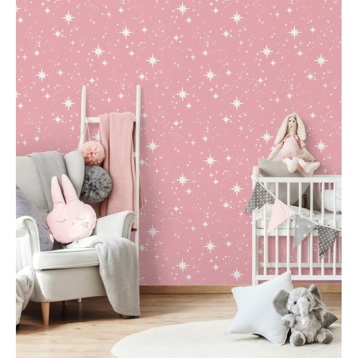 Papel pintado estrellas y polvo estelar rosa infantil - Stella Magic 684072