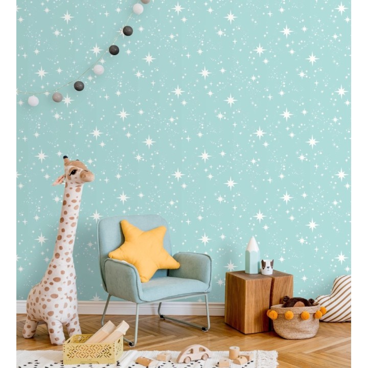 Papel pintado estrellas y polvo estelar azul infantil - Stella Magic 684073