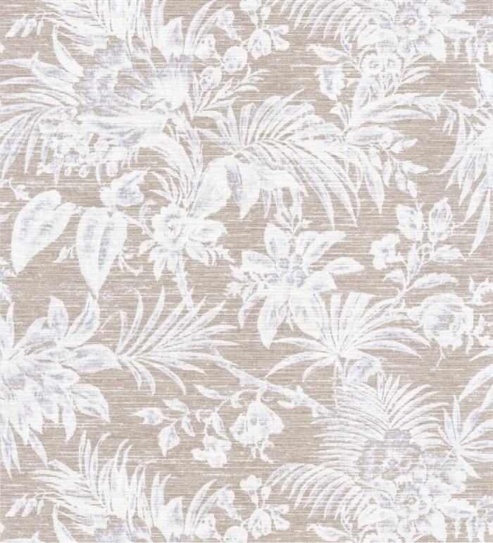 Papel pintado imitación tapiz de hojas fondo beige tostado - Calton Forest 126416