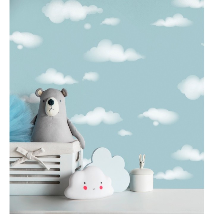 Papel pintado nubes blancas sobre cielo azul infantil - Aria Cloudy 684074