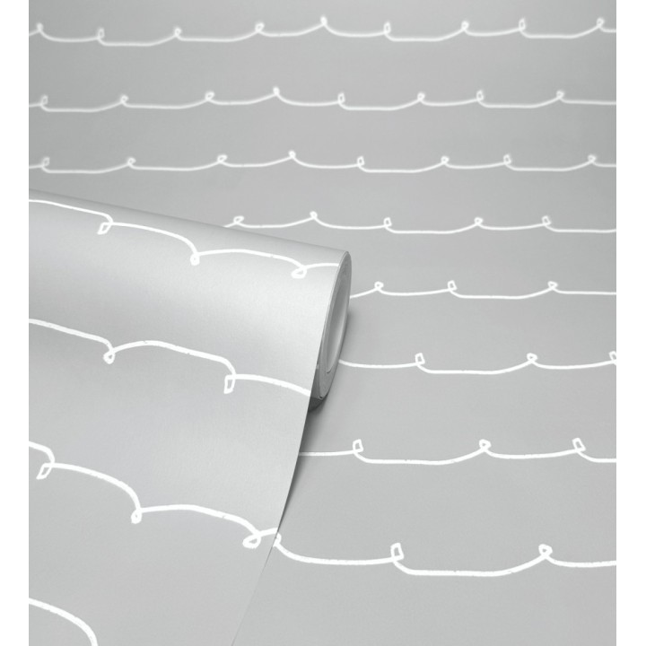 Papel pintado ondas blancas minimalistas fondo color gris medio - Zoe Wavy 684076