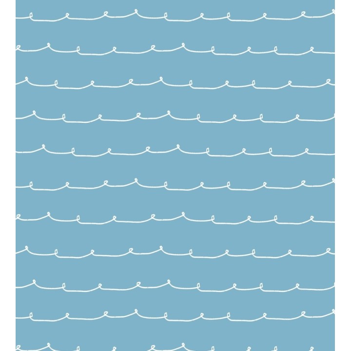 Papel pintado ondas blancas minimalistas fondo color azul cielo - Zoe Wavy 684078