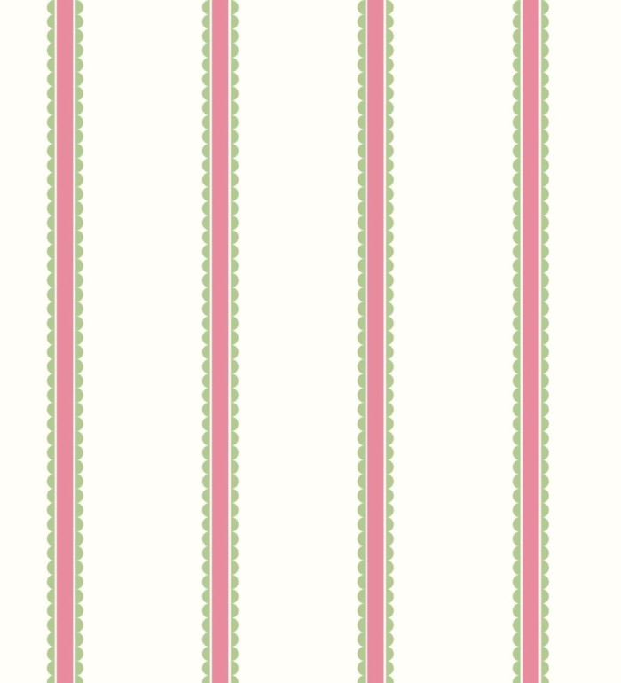 Papel pintado rayas fucsia y verdes festoneadas infantil - Olivia Wavy 684080