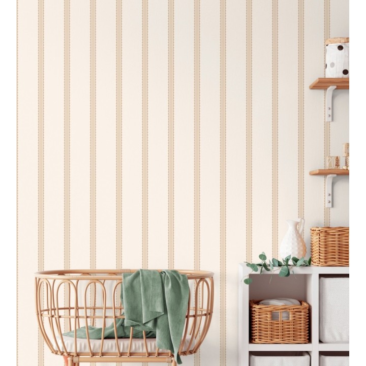 Papel pintado rayas beige festoneadas infantil - Olivia Wavy 684081