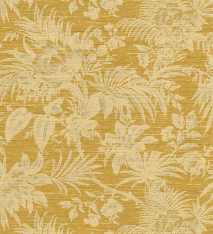 Papel pintado imitación tapiz de hojas fondo mostaza - Calton Forest 126418