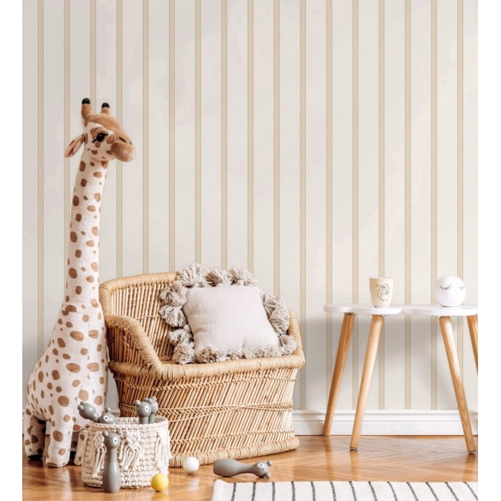 Papel pintado rayas beige festoneadas infantil - Olivia Wavy 684081