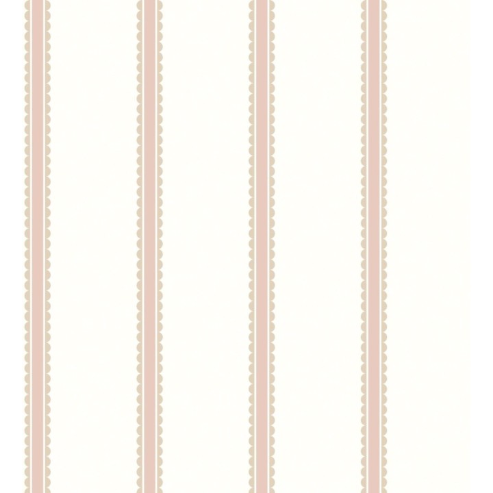 Papel pintado rayas rosa palo y beige festoneadas infantil - Olivia Wavy 684082