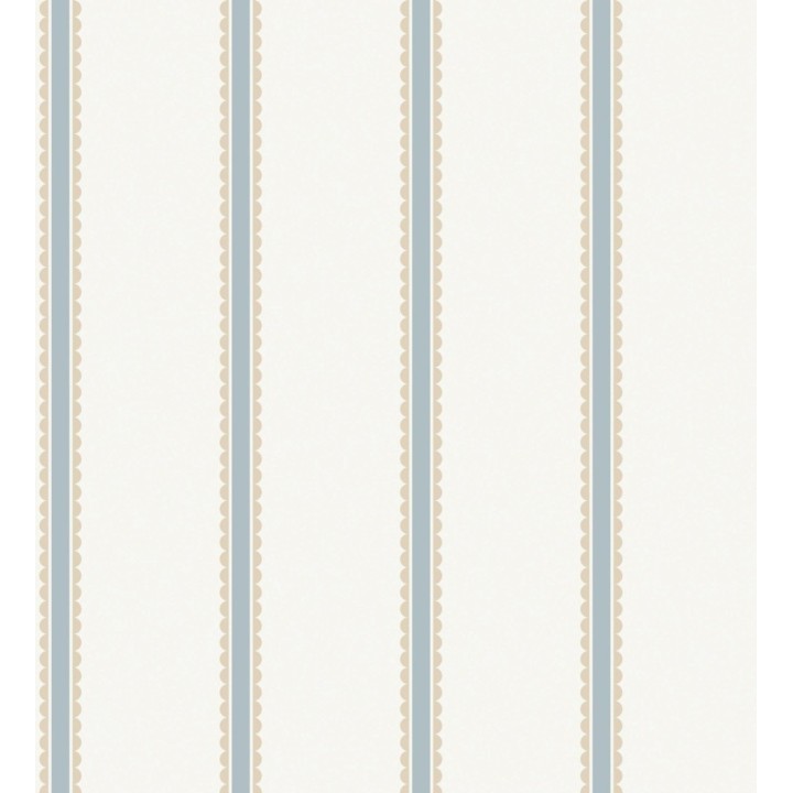 Papel pintado rayas azules y beige festoneadas infantil - Olivia Wavy 684084