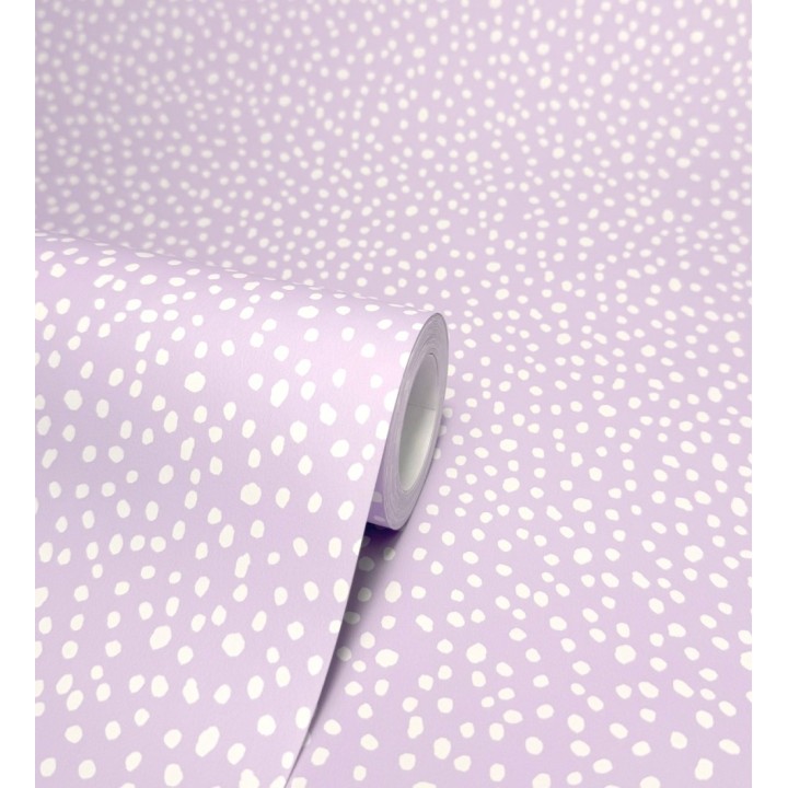 Papel pintado malva de puntos blancos delicado infantil - Bianca Dot 684085