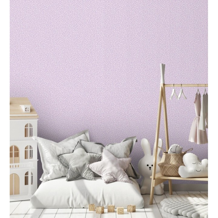 Papel pintado malva de puntos blancos delicado infantil - Bianca Dot 684085