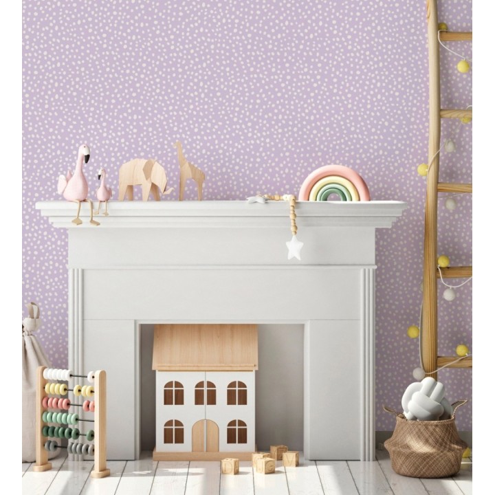 Papel pintado malva de puntos blancos delicado infantil - Bianca Dot 684085