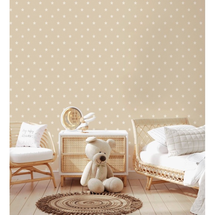 Papel pintado de estrellas fondo beige estilo infantil nórdico - Stella 684087