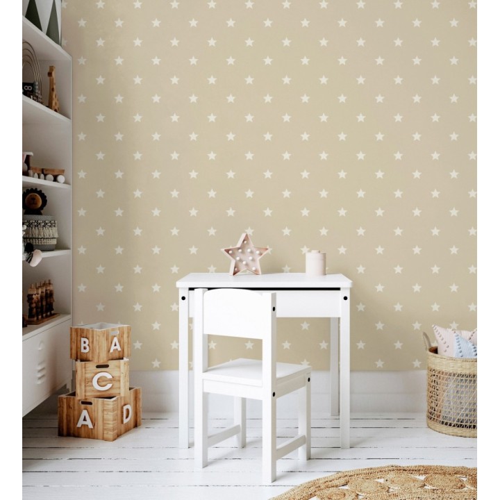 Papel pintado de estrellas fondo beige estilo infantil nórdico - Stella 684087