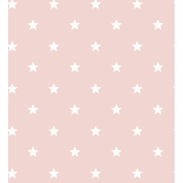 Papel pintado de estrellas blancas fondo rosa estilo infantil nórdico - Stella 684088