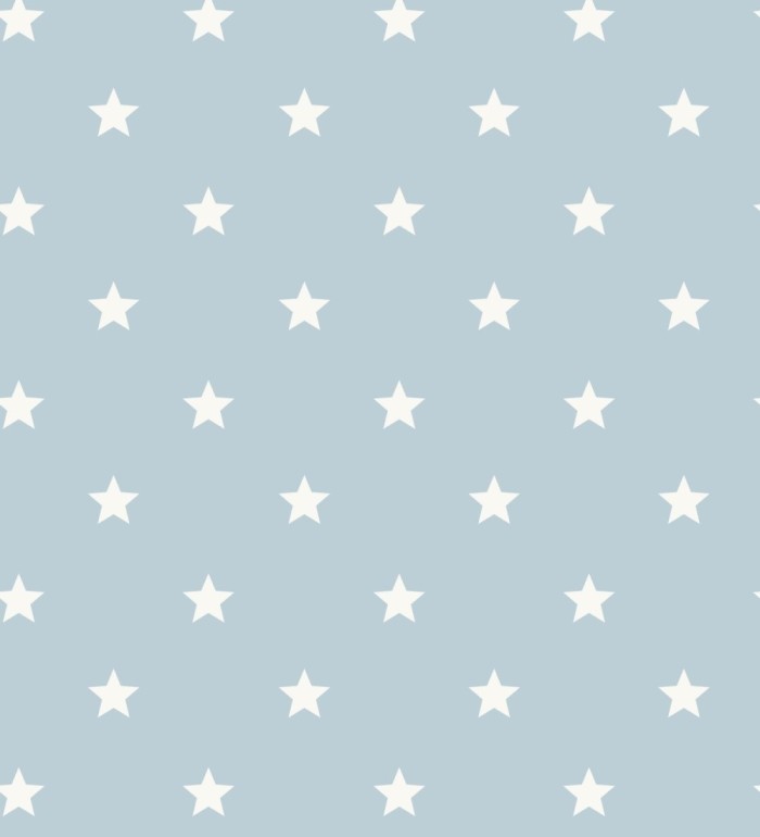 Papel pintado de estrellas blancas fondo celeste estilo infantil nórdico - Stella 684089