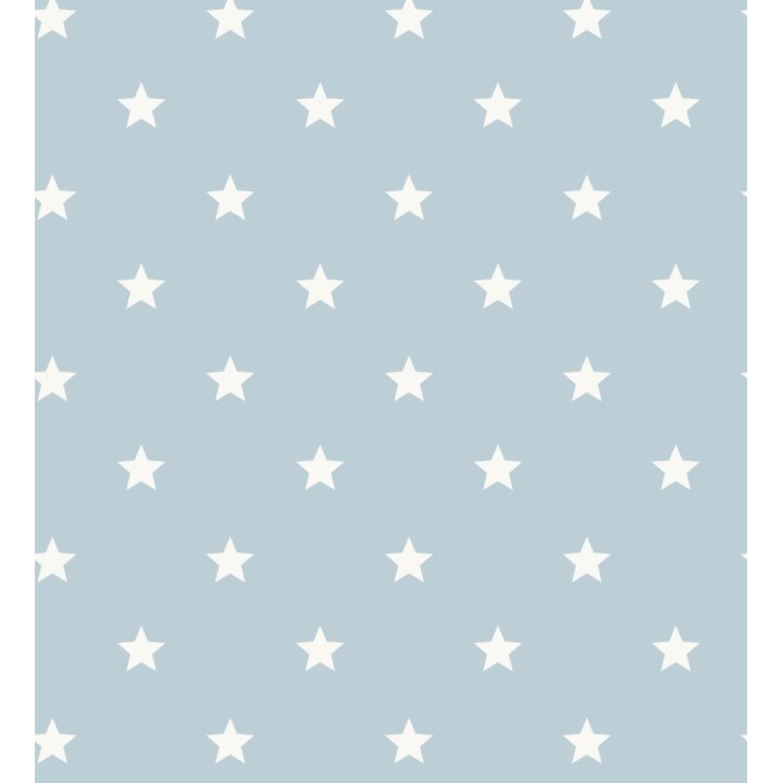 Papel pintado de estrellas blancas fondo celeste estilo infantil nórdico - Stella 684089