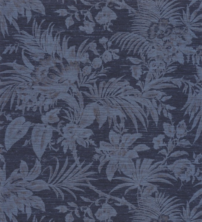 Papel pintado imitación tapiz de hojas fondo azul oscuro - Calton Forest 126420