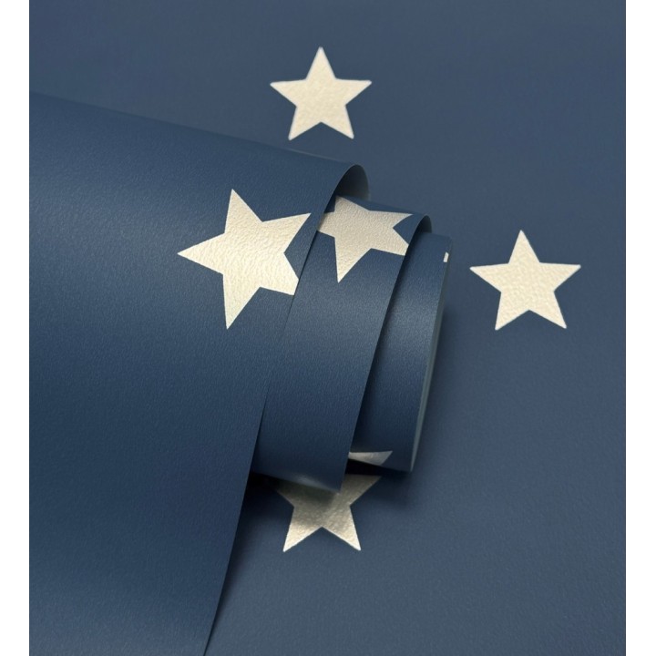 Papel pintado de estrellas plata fondo azul oscuro - Stella 684090