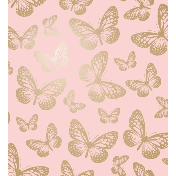 Papel pintado de mariposas doradas sobre fondo rosa - Mia Butterfly 684092
