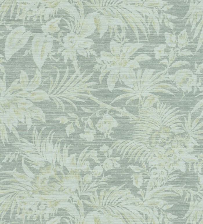 Papel pintado imitación tapiz de hojas fondo verde grisáceo - Calton Forest 126421