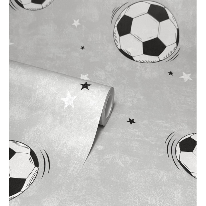 Papel pintado de fútbol y estrellas en gris - Pau Soccer 684096