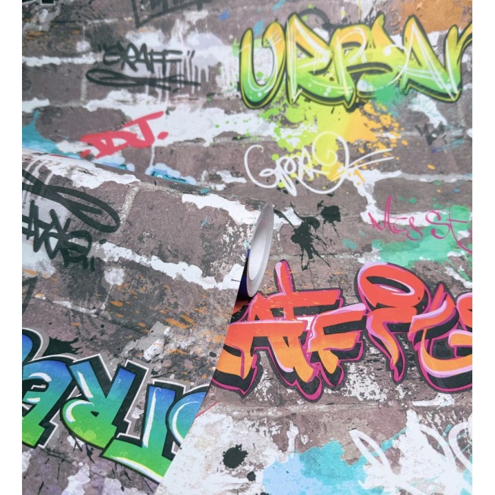 Papel pintado graffitis callejeros pared de ladrillo estilo juvenil - Jax Graffiti 684098